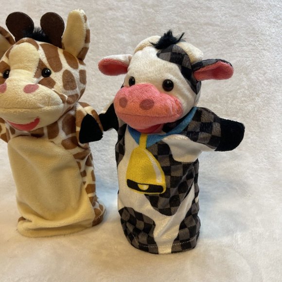 2 Piece Puppet bundle Giraffe & Cow Plush Playtime - Picture 4 of 7
